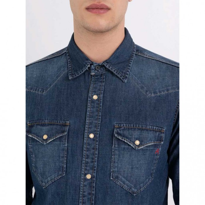 REPLAY WESTERN SHIRT IN DENIM BLUE