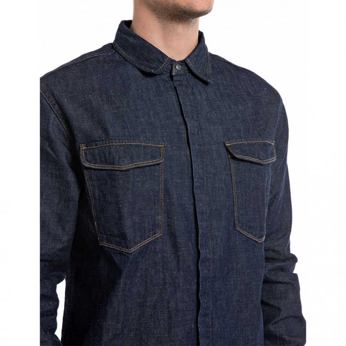 REPLAY RED CAST DENIM SHIRT BLUE BLACK