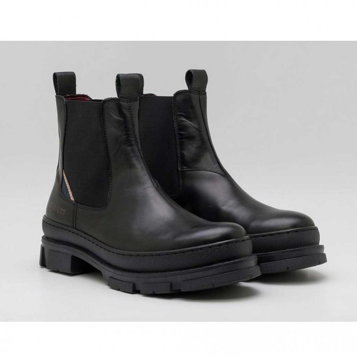 REPLAY MEN'S VEGA LEA LEATHER CHELSEA BOOTS BLACK