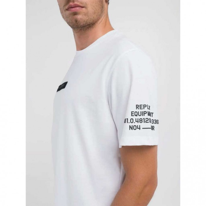 REPLAY JERSEY T-SHIRT WITH LETTERING WHITE 2