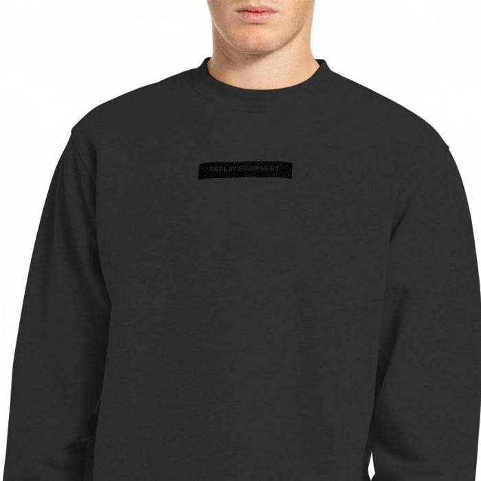 REPLAY REGULAR-FIT SWEATSHIRT WITH LETTERING BLACK