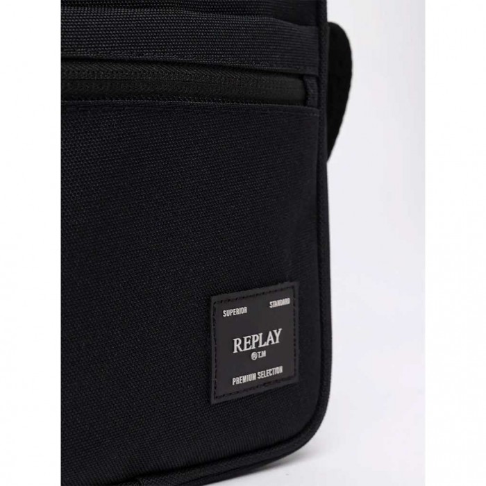 REPLAY TECHNICAL MATERIAL CROSSBODY BAG BLACK