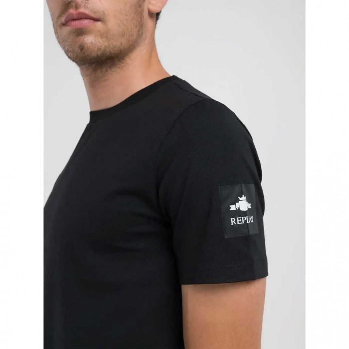 REPLAY T-SHIRT WITH ARCHIVAL LOGO BLACK