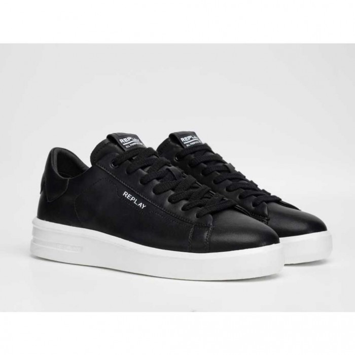 REPLAY MAN UNIVERSITY M DIRECT LEATHER SNEAKERS BLACK