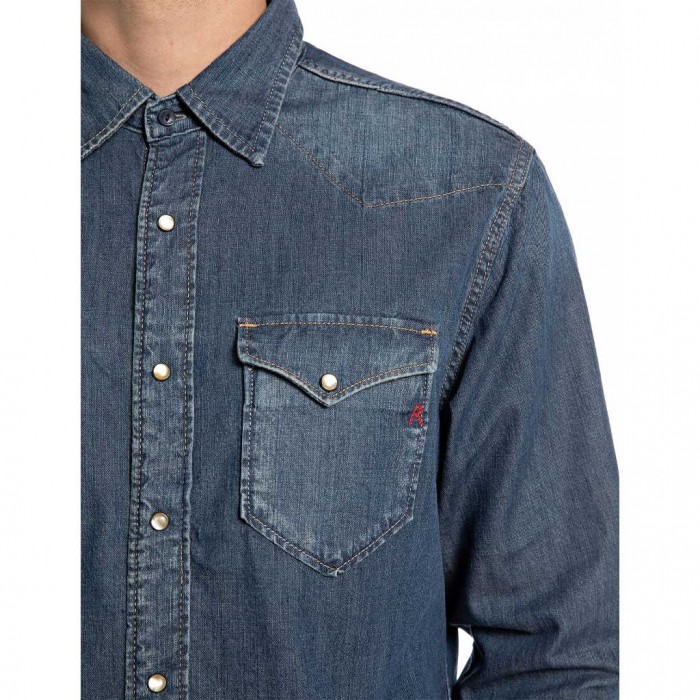 REPLAY WESTERN SHIRT IN DARK BLUE