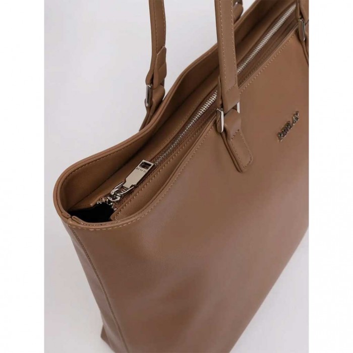 REPLAY SOLID-COLOUR SHOPPER WITH LOGO BEIGE