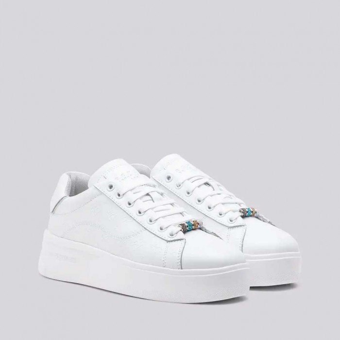 REPLAY UNIVERSITY W JOY LEATHER SNEAKERS WITH MONOGRAM WHITE