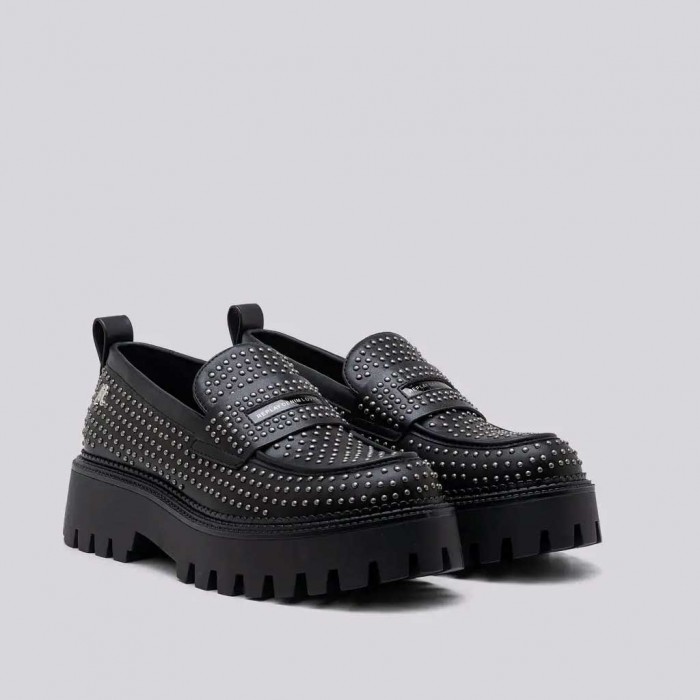 REPLAY NUMB STUDDED PLATFORM LOAFERS BLACK