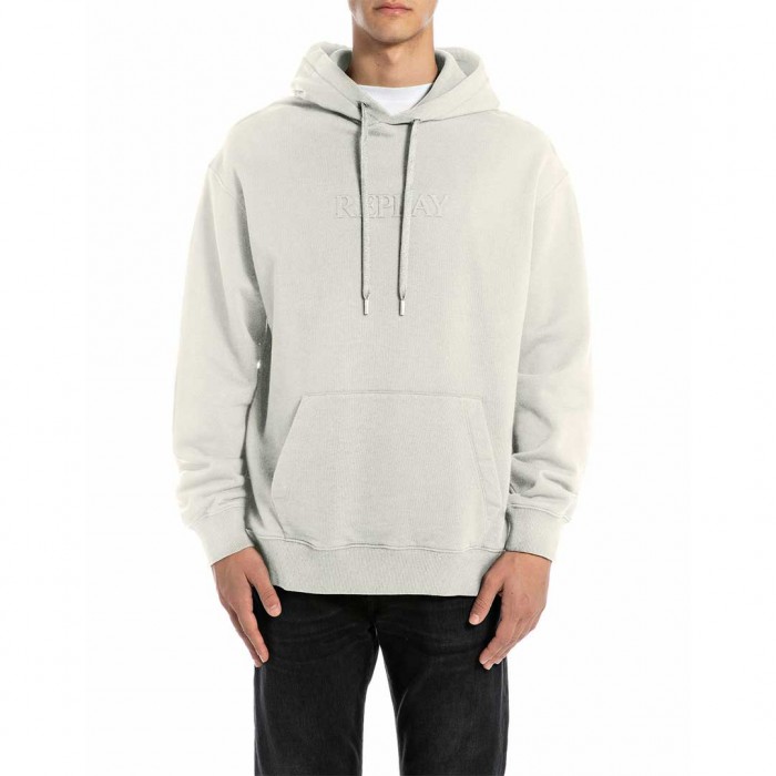 REPLAY SWEATSHIRT WITH EMBROIDERED LETTERING ECRU