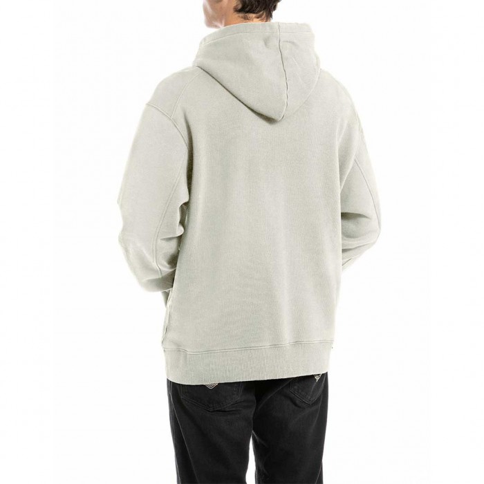 REPLAY SWEATSHIRT WITH EMBROIDERED LETTERING ECRU