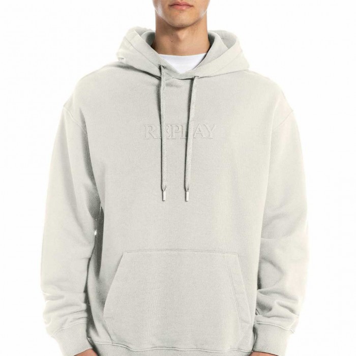 REPLAY SWEATSHIRT WITH EMBROIDERED LETTERING ECRU