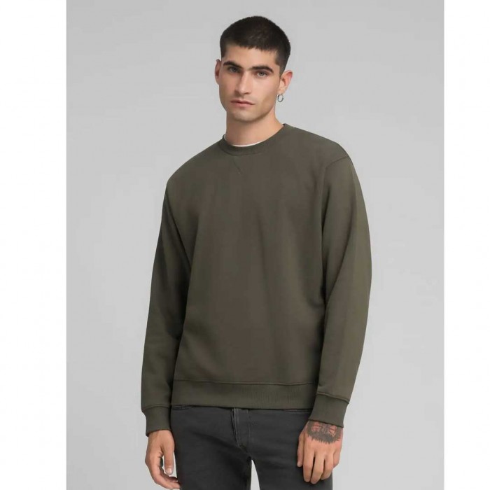 REPLAY COTTON-BLEND CREW-NECK SWEATSHIRT DARK GREEN