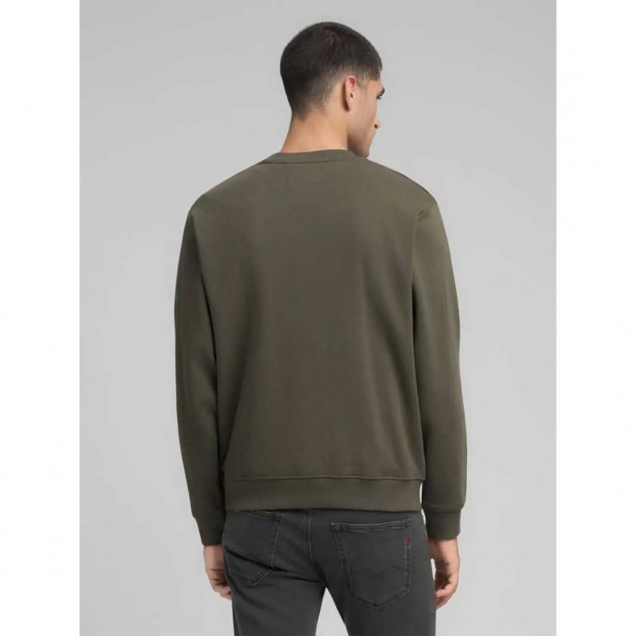 REPLAY COTTON-BLEND CREW-NECK SWEATSHIRT DARK GREEN