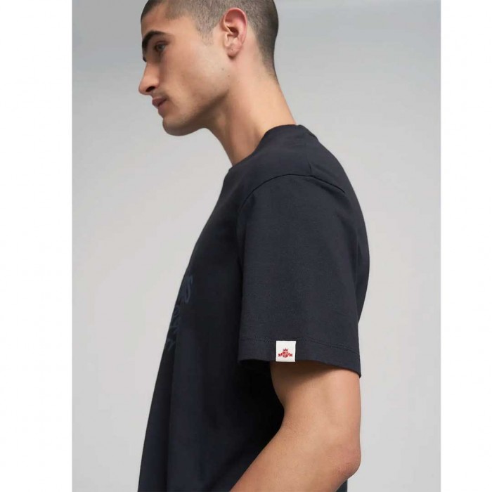 REPLAY COTTON T-SHIRT WITH LETTERING PRINT DARK NAVY