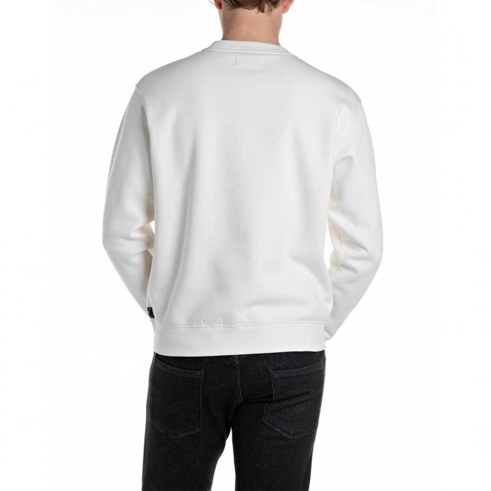 REPLAY COTTON-BLEND CREW-NECK SWEATSHIRT WHITE