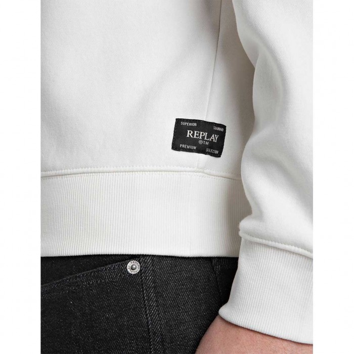 REPLAY COTTON-BLEND CREW-NECK SWEATSHIRT WHITE