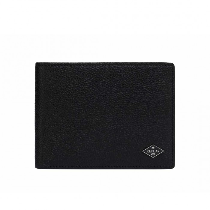 REPLAY MAN WALLET LOGO BLACK