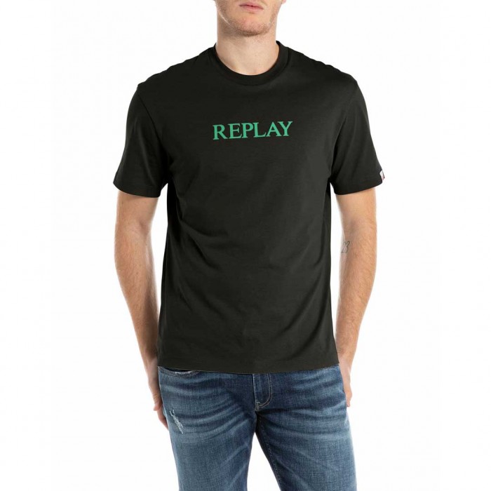 REPLAY MAN T SHIRT LOGO PRINT BLACK