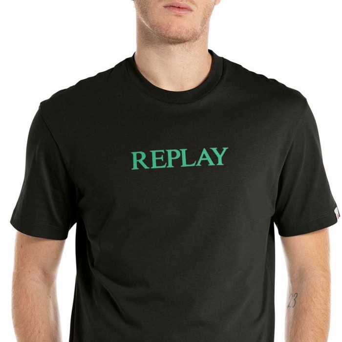 REPLAY MAN T SHIRT LOGO PRINT BLACK