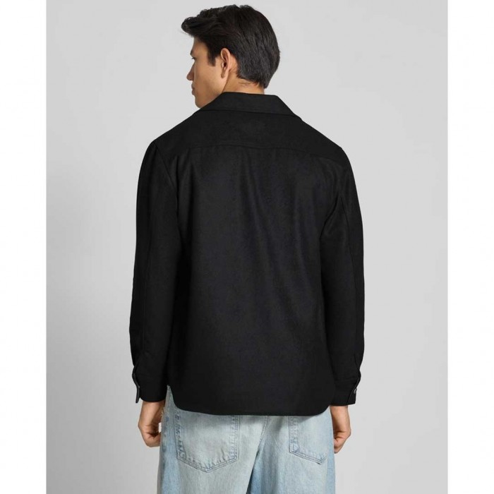 REPLAY WOOL-BLEND OVERSHIRT BLACK