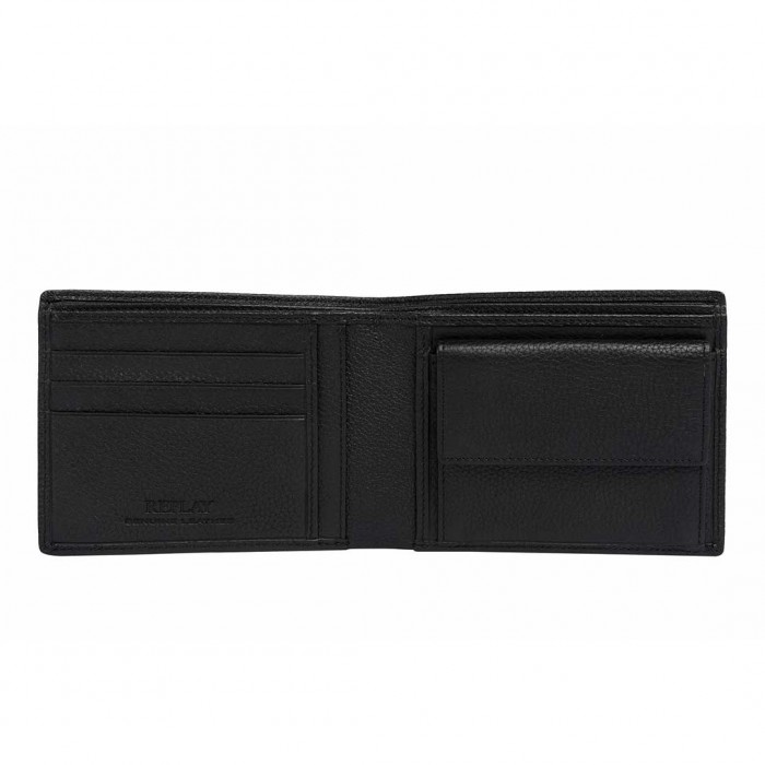 REPLAY MAN LOGO PRINT WALLET BLACK