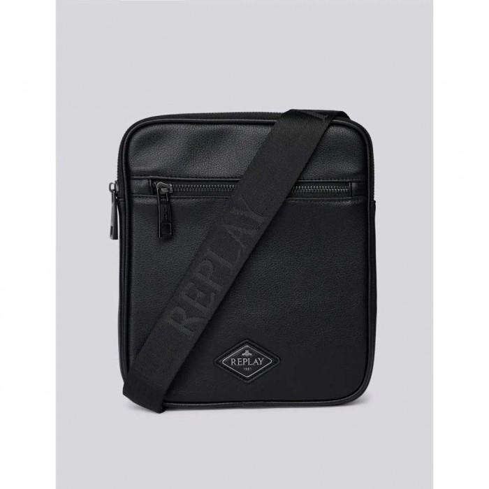 REPLAY HAMMERED CROSSBODY BAG BLACK