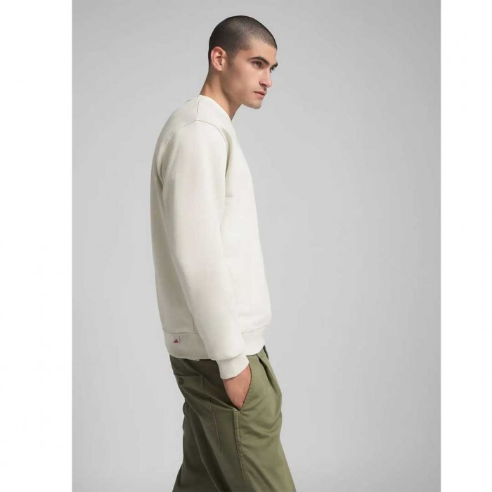 REPLAY CREW-NECK SWEATSHIRT WITH LETTERING ECRU
