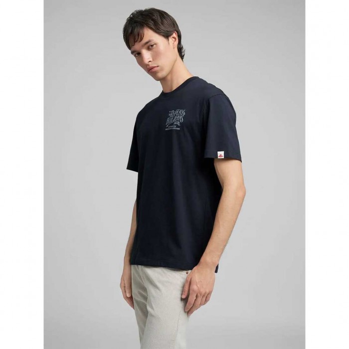 REPLAY JERSEY T-SHIRT WITH DISTRESSED LETTERING BLUE
