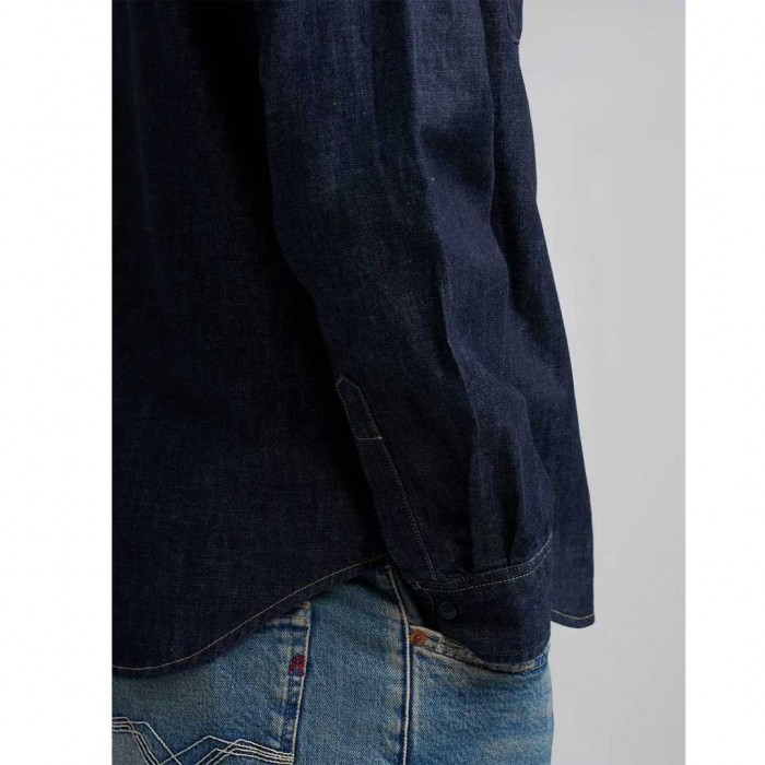 REPLAY RINSED WASH DENIM SHIRT DARK BLUE