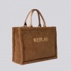 REPLAY FAUX FUR TOTE BAG BROWN REPLAY FAUX FUR TOTE BAG BROWN