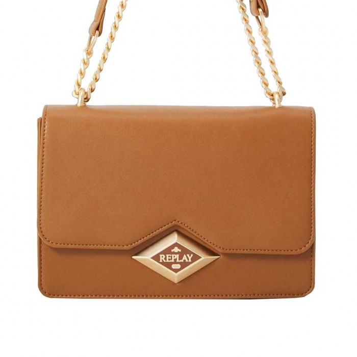 REPLAY WOMAN BAG LOGO SMALL BROWN