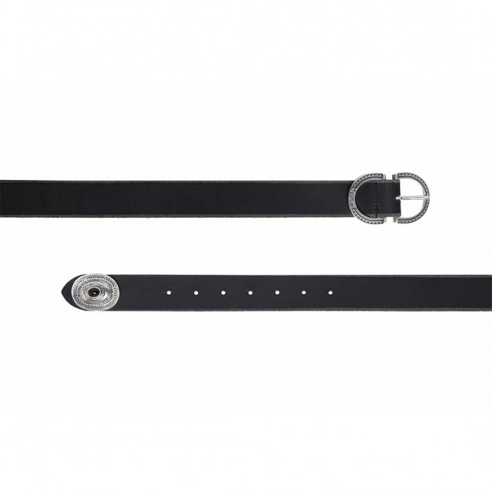REPLAY LEATHER BELT WITH DECORATED TIP BLACK