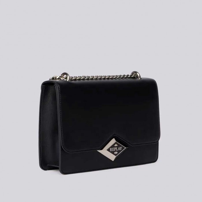 REPLAY CROSSBODY BAG WITH DIAMOND LOGO BLACK