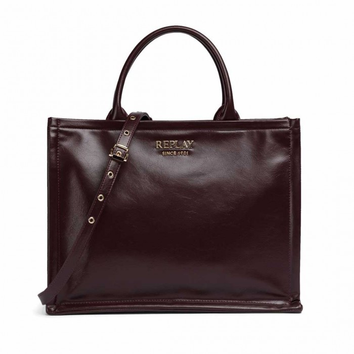 REPLAY PLAIN TOTE BAG WOMEN BORDO