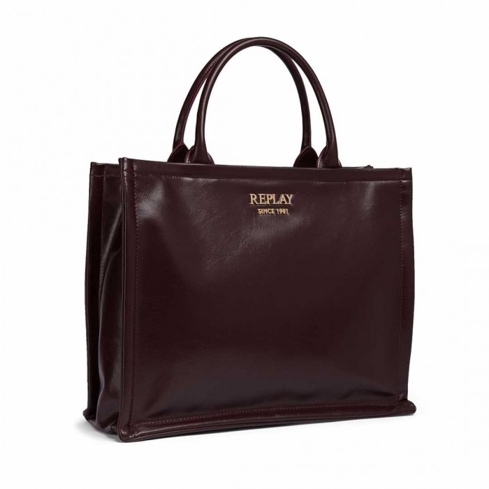 REPLAY PLAIN TOTE BAG WOMEN BORDO