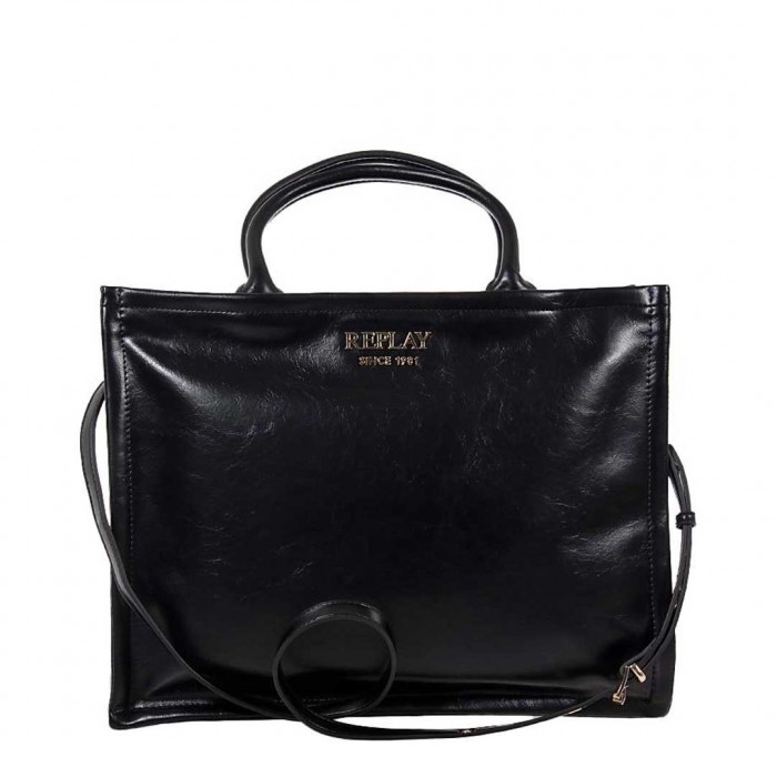 REPLAY PLAIN TOTE BAG WOMEN BLACK