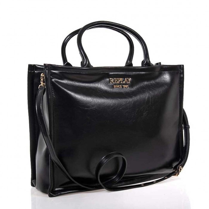 REPLAY PLAIN TOTE BAG WOMEN BLACK