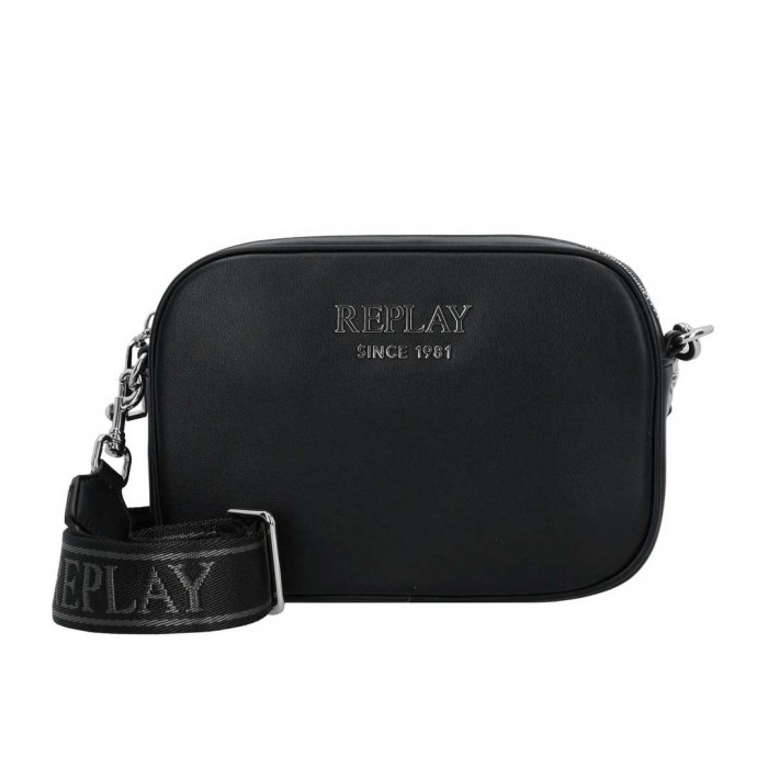 REPLAY WOMAN SMALL BAG LETTERING BLACK