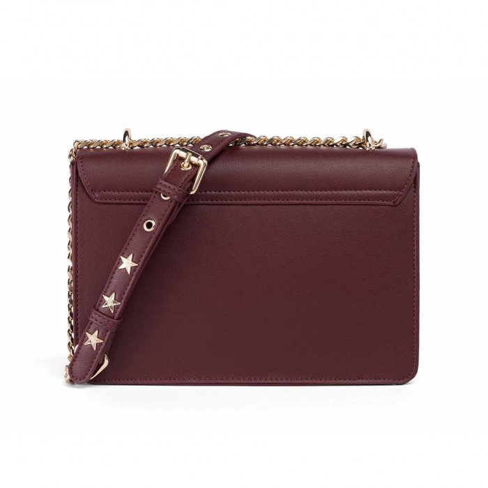 REPLAY SUEDE CROSSBODY BAG WITH LETTERING DARK RED