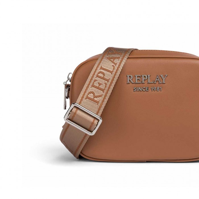 REPLAY BAG WITH SHOULDER STRAP BROWN