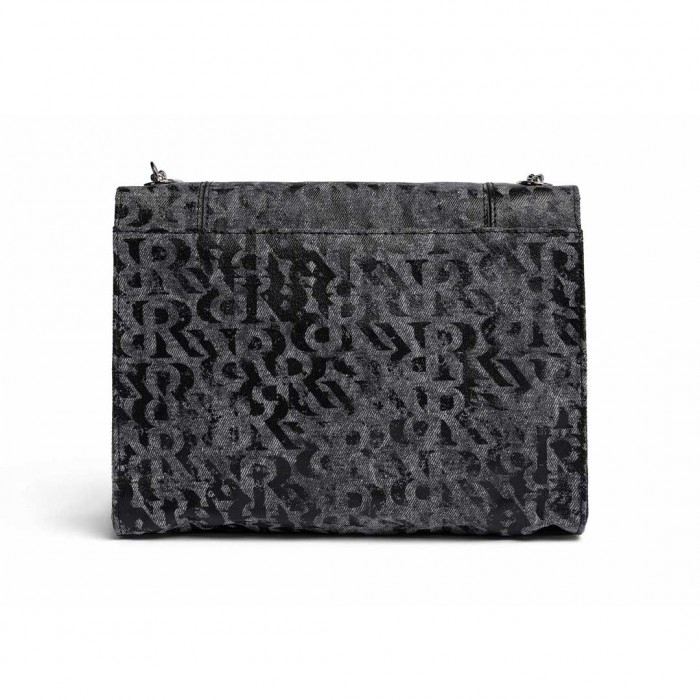 REPLAY DENIM BAG WITH PRINT WASHED BLACK