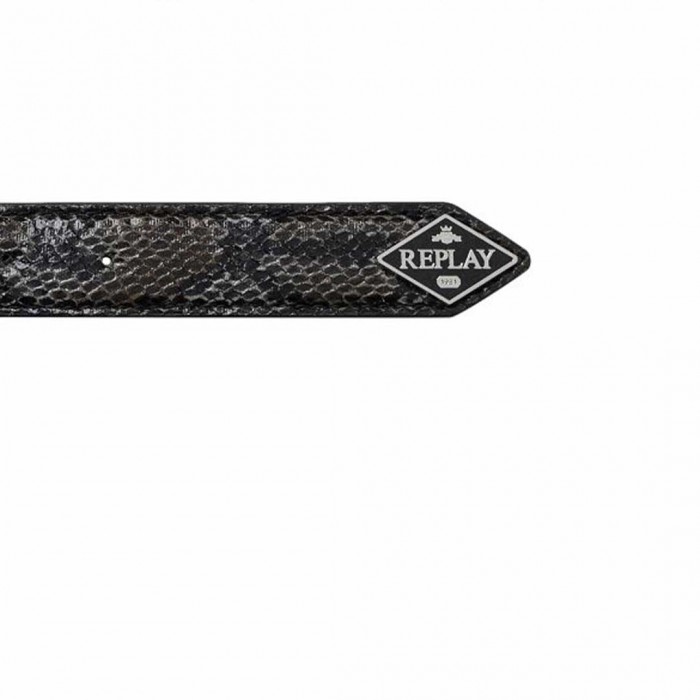 REPLAY SNAKESKIN-EFFECT BELT BLACK