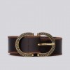 REPLAY LEATHER BELT WITH DECORATED TIP BROWN REPLAY LEATHER BELT WITH DECORATED TIP BROWN