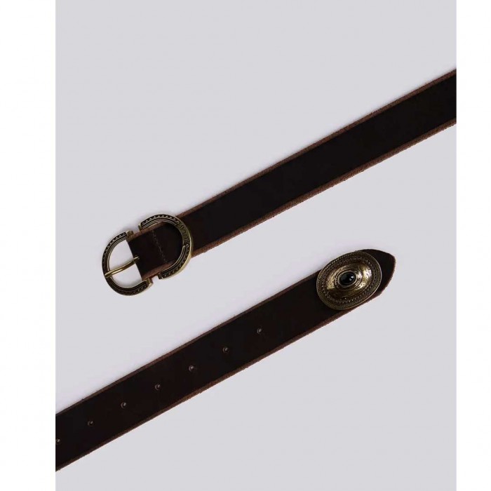 REPLAY LEATHER BELT WITH DECORATED TIP BROWN