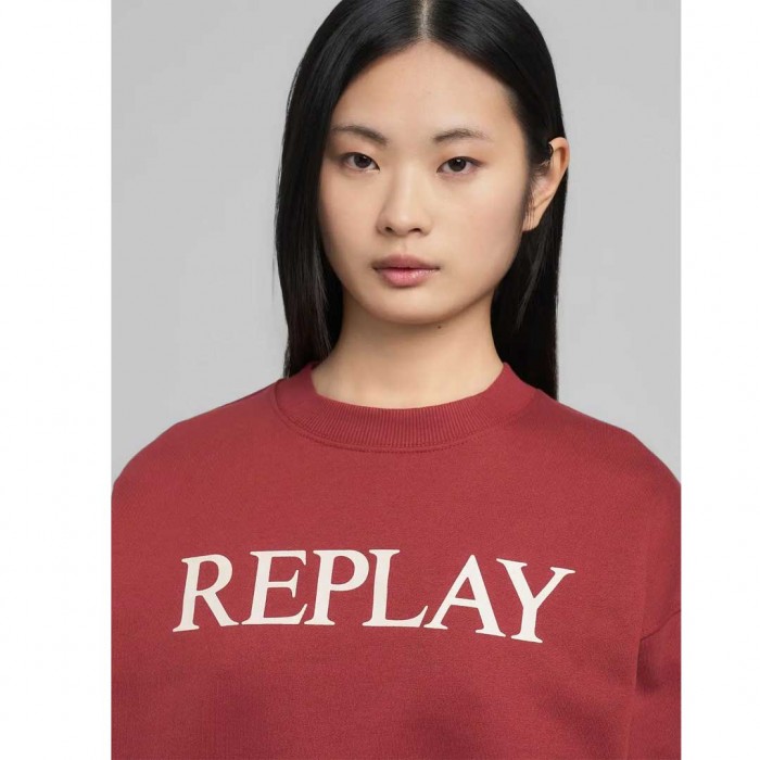 REPLAY COTTON SWEATSHIRT WITH LETTERING RED