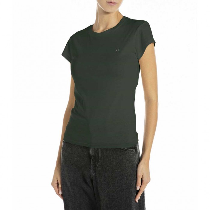REPLAY WOMAN T SHIRT DARK GREEN