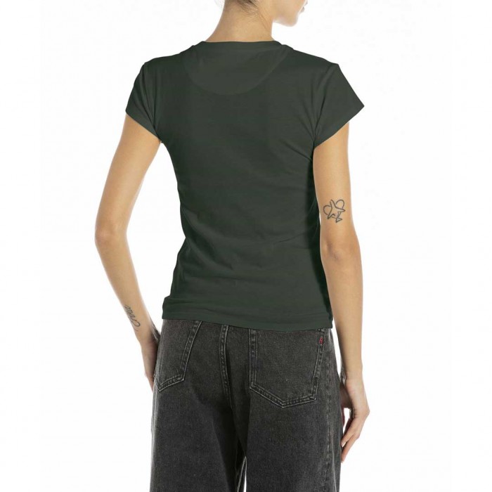 REPLAY WOMAN T SHIRT DARK GREEN