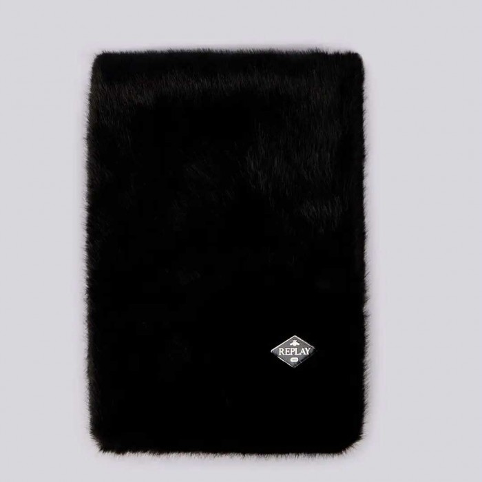 REPLAY FAUX FUR SCARF BLACK