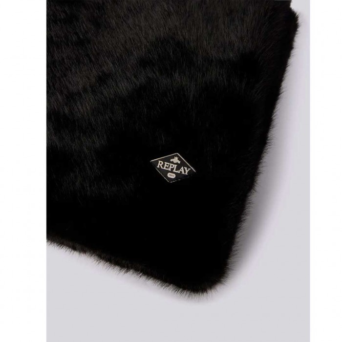 REPLAY FAUX FUR SCARF BLACK