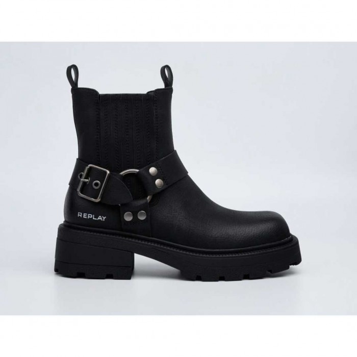 REPLAY WOMAN SHOES LOGO BOOTS BLACK